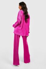 BARBIE PINK PLEATED PLISSE OVERSIZE CO ORDS - Image 3