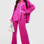 BARBIE PINK PLEATED PLISSE OVERSIZE CO ORDS