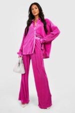 BARBIE PINK PLEATED PLISSE OVERSIZE CO ORDS