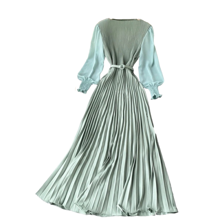 Pleated dress-pistachio green - Image 1
