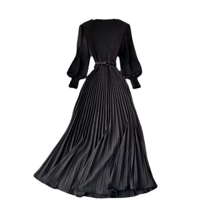 Pleated dress black - Image 2