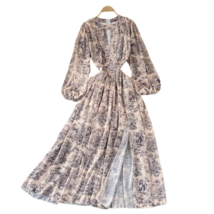Khaki elephant print dress