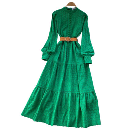 Green hollow out dress