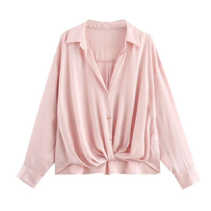 Tea pink satin shirt - Image 1
