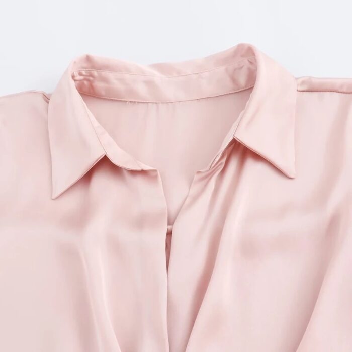 Tea pink satin shirt - Image 4