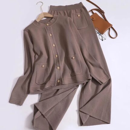 Coffee brown knit set