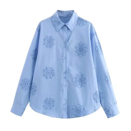 Blue hollow out shirt