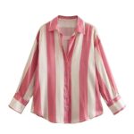 Pink stripe satin shirt