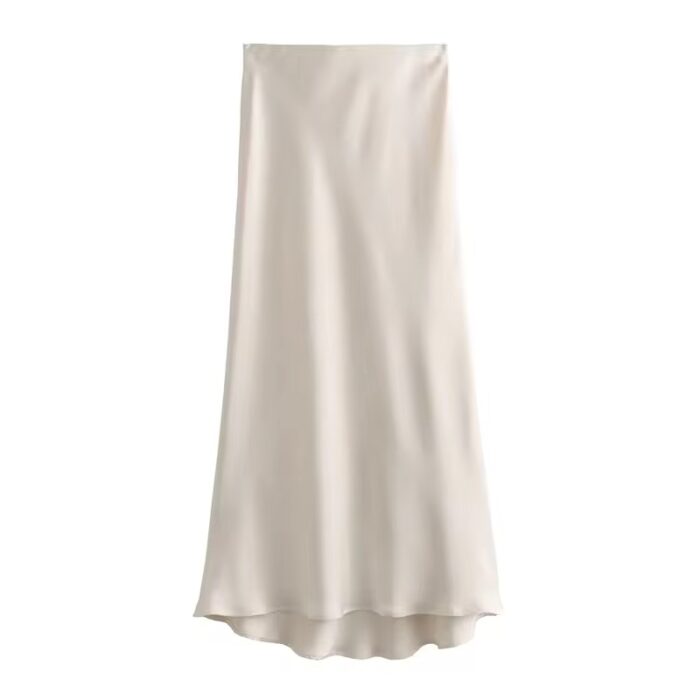 Beige satin skirt - Image 1