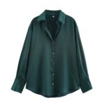 Forest green satin shirt