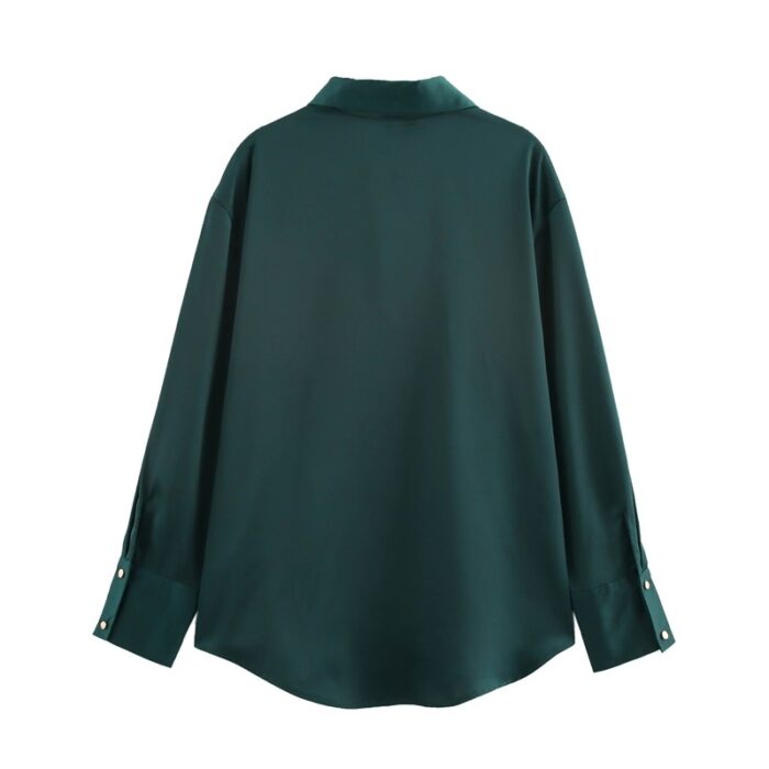 Forest green satin shirt - Image 2