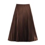 Brown silk pleated skirt