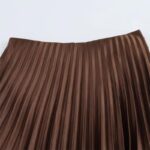 Brown silk pleated skirt - Image 2