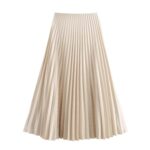 Cream silk pleated skirt