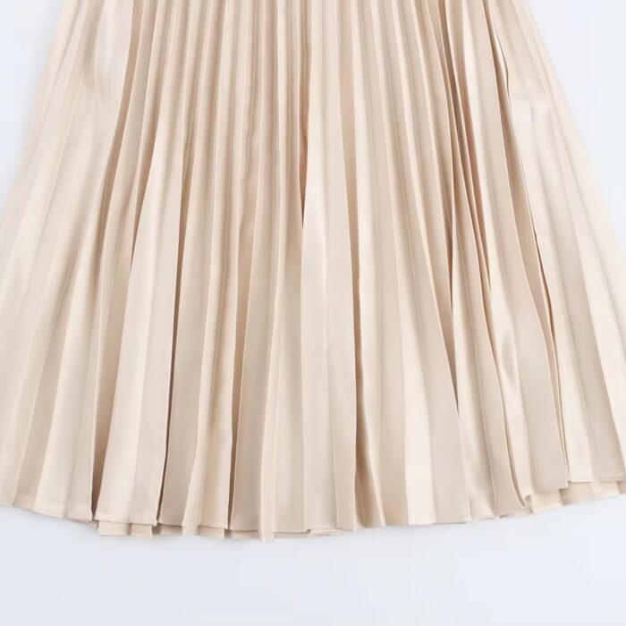 Cream silk pleated skirt - Image 2