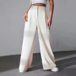 Shell white wide leg pants