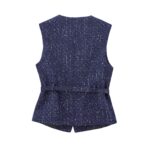 Blue Tweed belted vest - Image 2