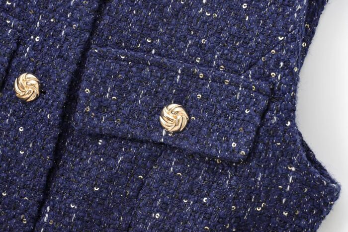 Blue Tweed belted vest - Image 3