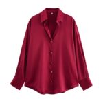 Dark red satin shirt
