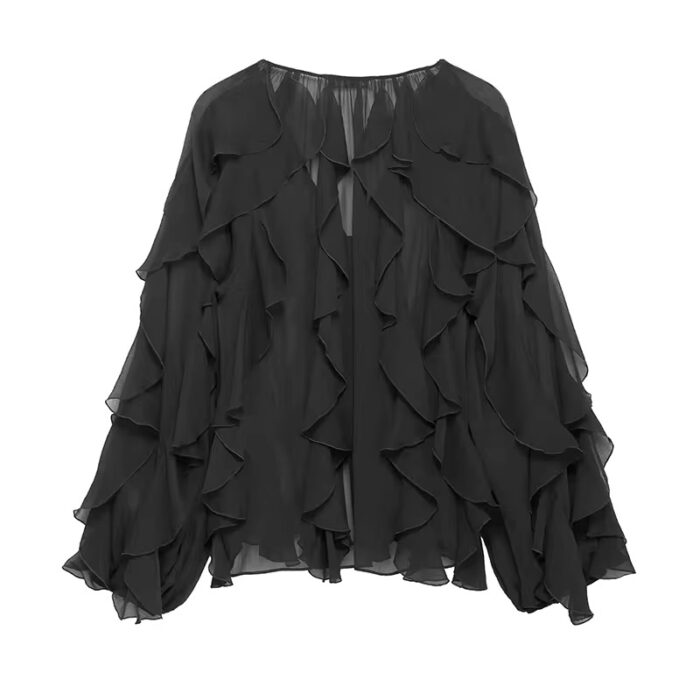 Black ruffle shirt - Image 2