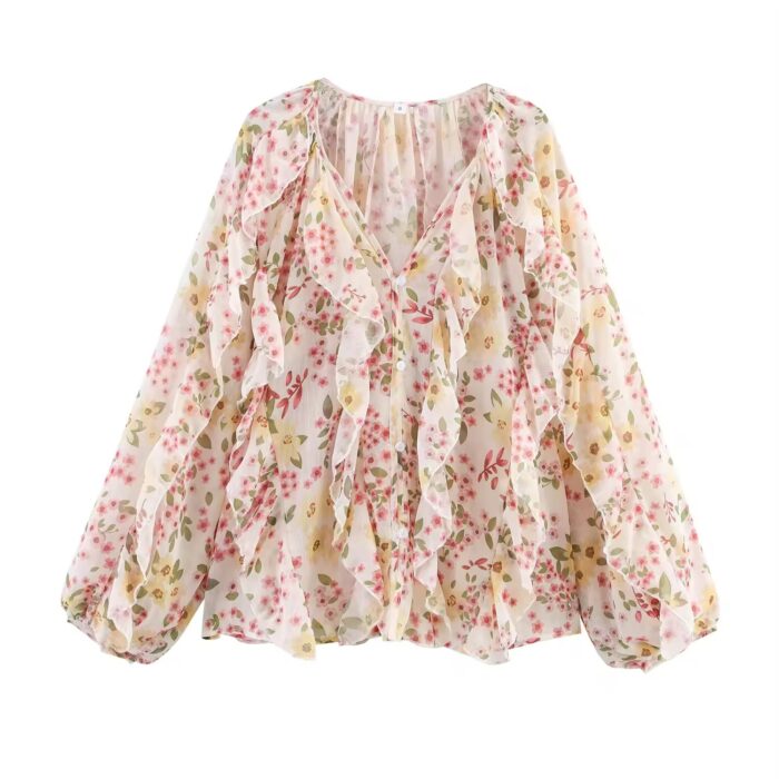 Floral ruffle shirt - Image 1