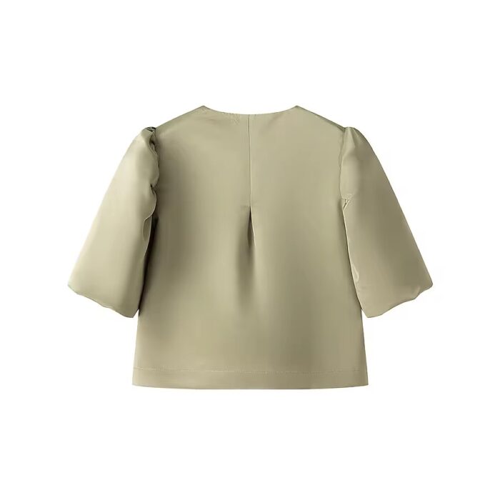 Satin puff sleeves blouse - Image 2