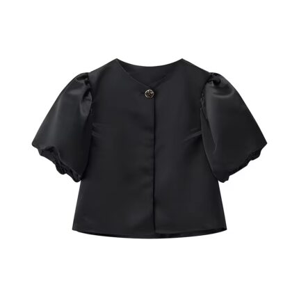 Black puff sleeves blouse