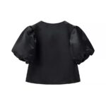 Black puff sleeves blouse - Image 2