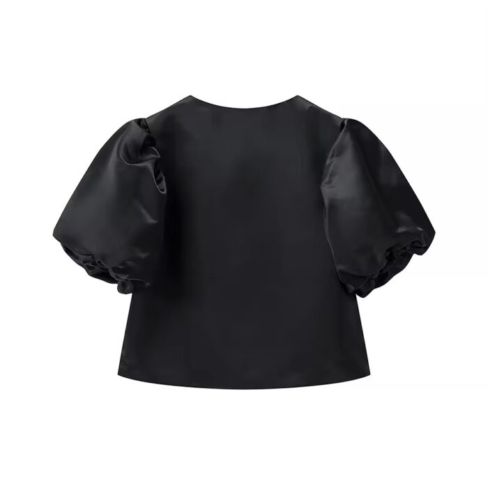 Black puff sleeves blouse - Image 2