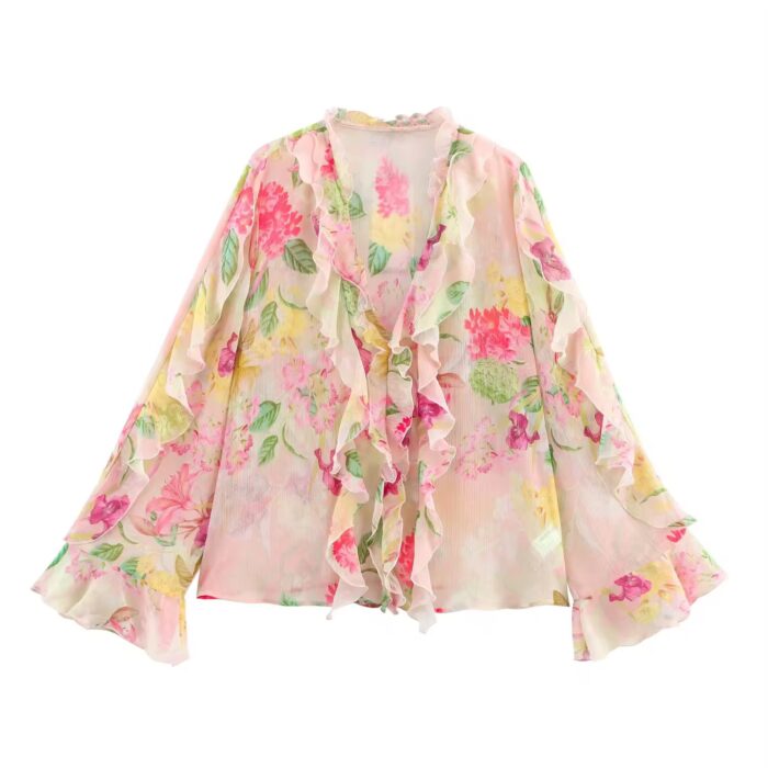 Pink ruffle shirt - Image 1