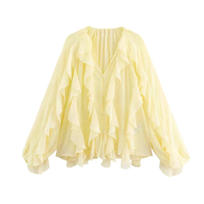 Yellow ruffle shirt - Image 1