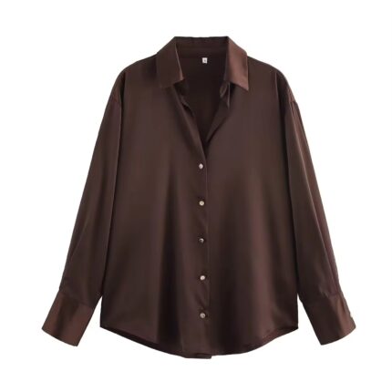 Mocha satin shirt