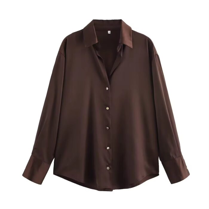 Mocha satin shirt - Image 1