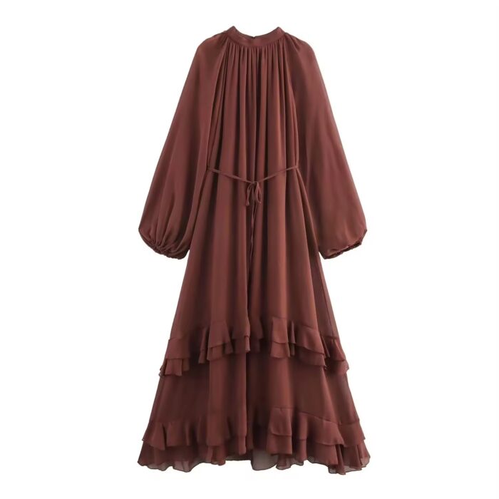 Brown chiffon dress - Image 1