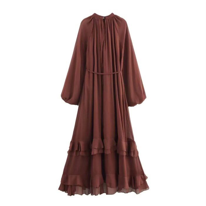 Brown chiffon dress - Image 2