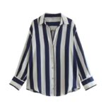 Blue stripe satin shirt