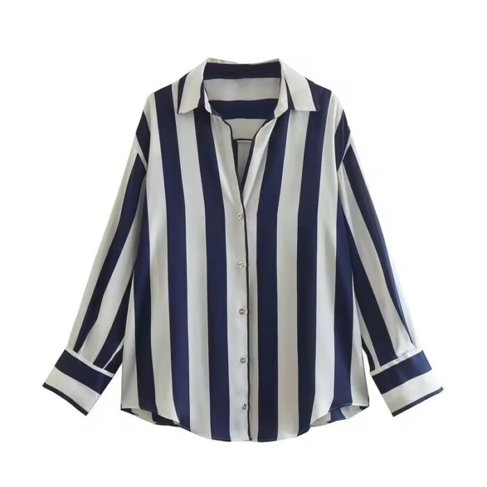 Blue stripe satin shirt - Image 1
