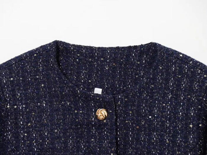 Blue sequins tweed  jacket - Image 4