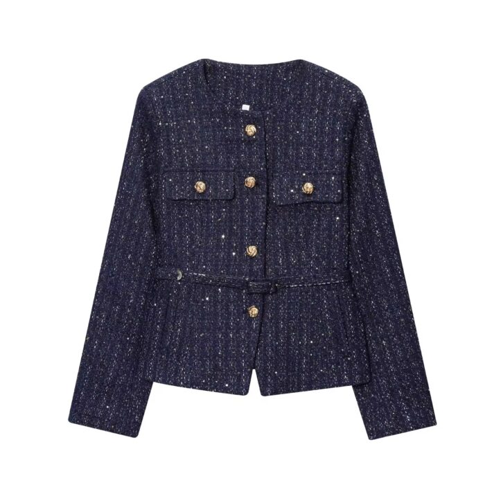Blue sequins tweed  jacket - Image 1