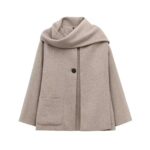 Beige Drape Wool Coat