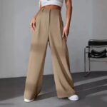 Khaki wide leg pants