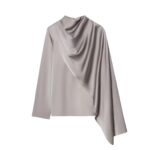 Grey satin scarf blouse
