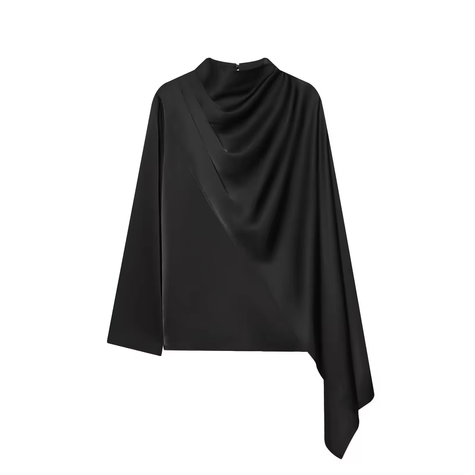 IMG_3286 Black satin scarf blouse - Image 1