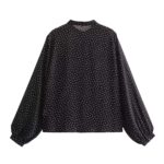 Black polka dotes ruffle blouse - Image 2