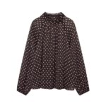 Brown polka dots blouse